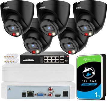 Dahua Комплект Monitoringu 4MPx 5 Kamer Зовнішніх Led Ir Мікрофон PoE ID-CN-128087 фото
